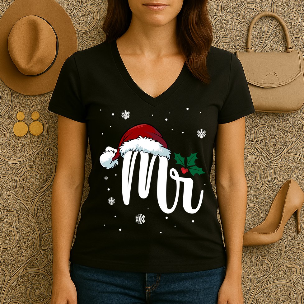 Mr. Claus Matching Family Christmas Women's V-Neck T-Shirt
