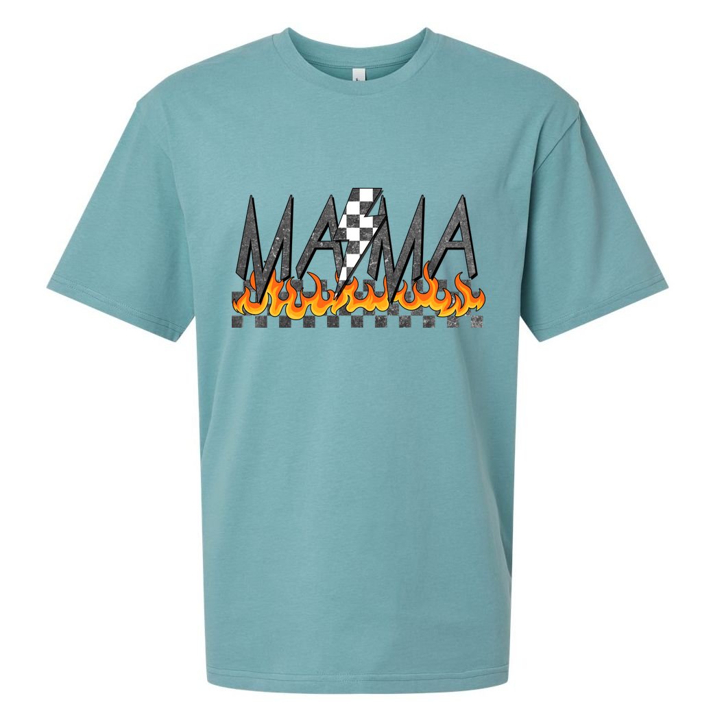 Mama Checkered Mom Rocker Mother's Day Sueded Cloud Jersey T-Shirt