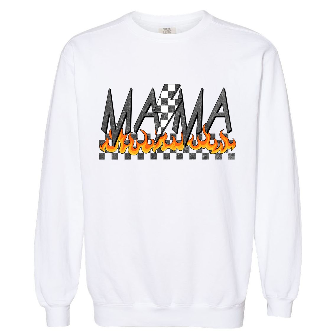 Mama Checkered Mom Rocker Mother's Day Garment-Dyed Sweatshirt