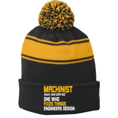 Machinist CNC Machine Tools Profession Machinery Operator Stripe Pom Pom Beanie