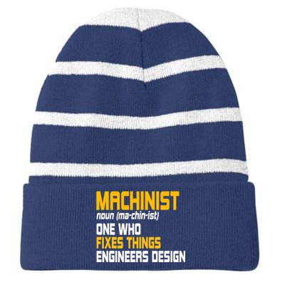 Machinist CNC Machine Tools Profession Machinery Operator Striped Beanie with Solid Band