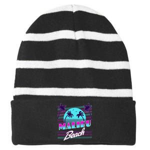 Malibu California Striped Beanie with Solid Band