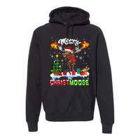 Merry Christmoose Merry Christmas Xmas Lights Santa Moose Long Sleeve Premium Hoodie