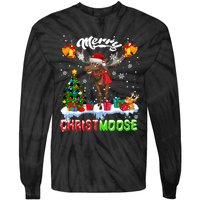 Merry Christmoose Merry Christmas Xmas Lights Santa Moose Long Sleeve Tie-Dye Long Sleeve Shirt