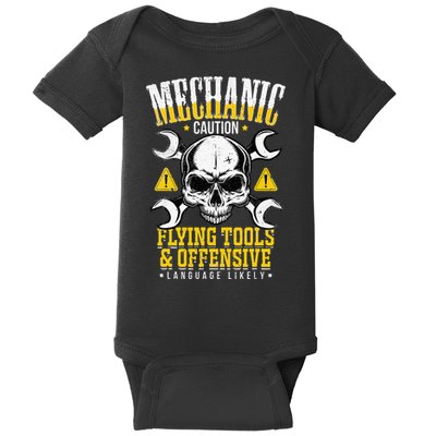 Mechanic Caution Message Funny Auto Mechanic Baby Bodysuit
