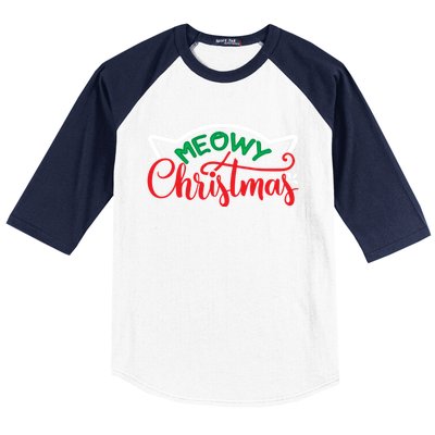 Meowy Christmas Baseball Sleeve Shirt