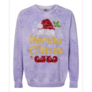 Memaw Claus Meaningful Gift Christmas Pajama Family Matching Xmas Gift Colorblast Crewneck Sweatshirt