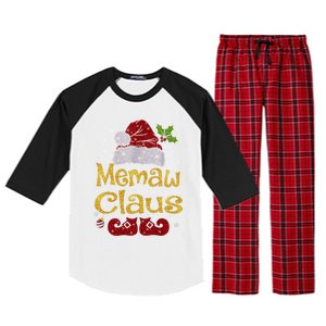 Memaw Claus Meaningful Gift Christmas Pajama Family Matching Xmas Gift Raglan Sleeve Pajama Set