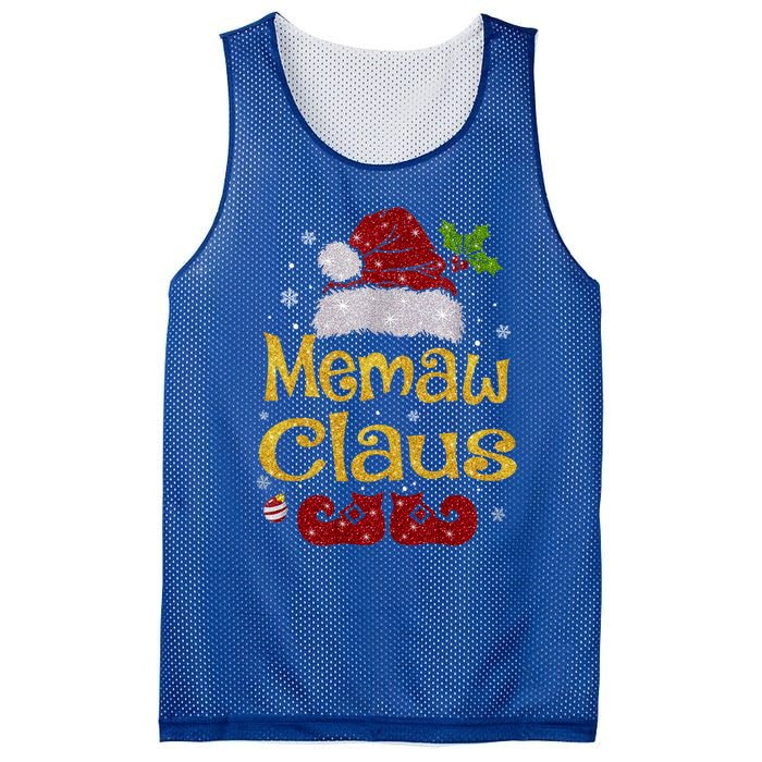 Memaw Claus Meaningful Gift Christmas Pajama Family Matching Xmas Gift Mesh Reversible Basketball Jersey Tank