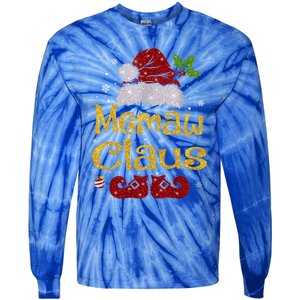 Memaw Claus Meaningful Gift Christmas Pajama Family Matching Xmas Gift Tie-Dye Long Sleeve Shirt