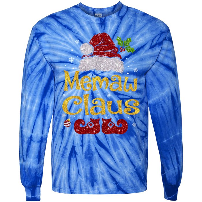 Memaw Claus Meaningful Gift Christmas Pajama Family Matching Xmas Gift Tie-Dye Long Sleeve Shirt