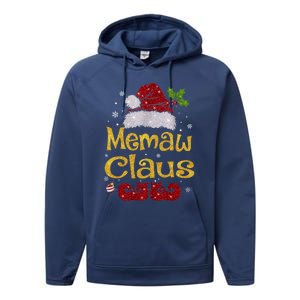 Memaw Claus Meaningful Gift Christmas Pajama Family Matching Xmas Gift Performance Fleece Hoodie