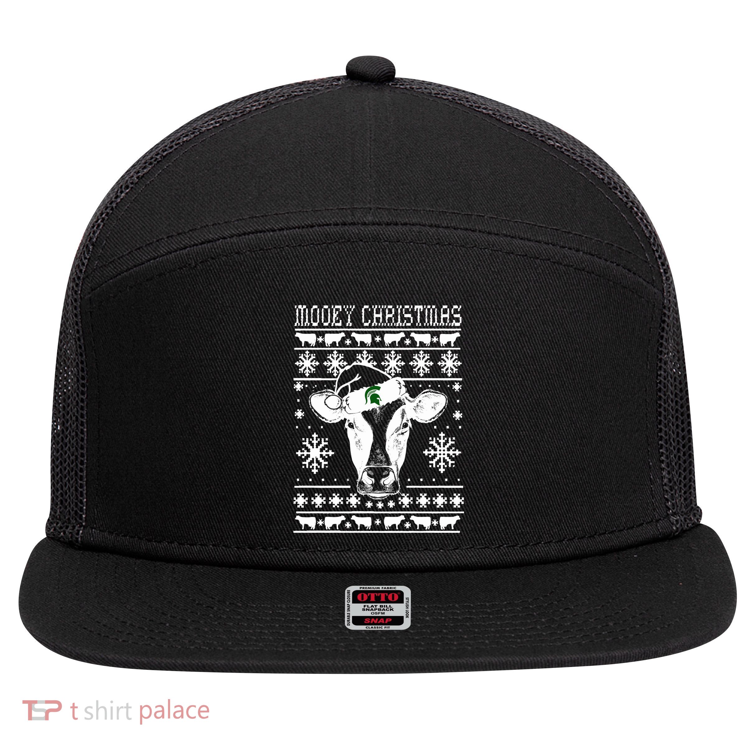 Mooey Christmas Michigan State Farmer Ugle Animals Cow 7 Panel Mesh Trucker Snapback Hat
