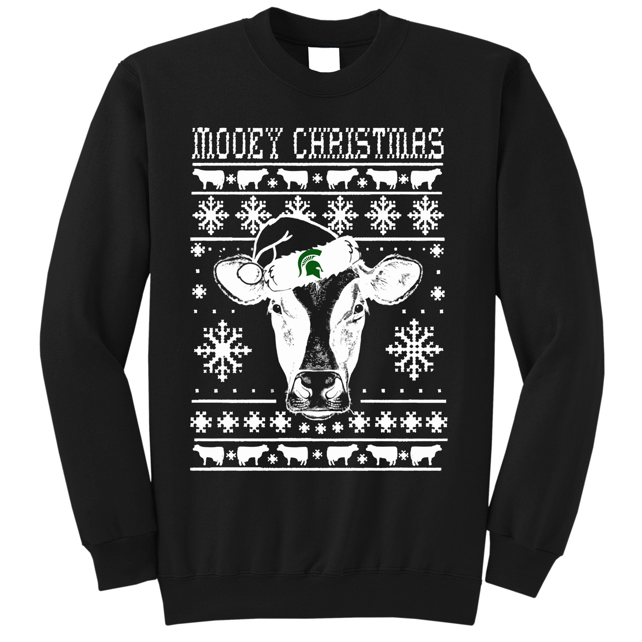 Mooey Christmas Michigan State Farmer Ugle Animals Cow Sweatshirt