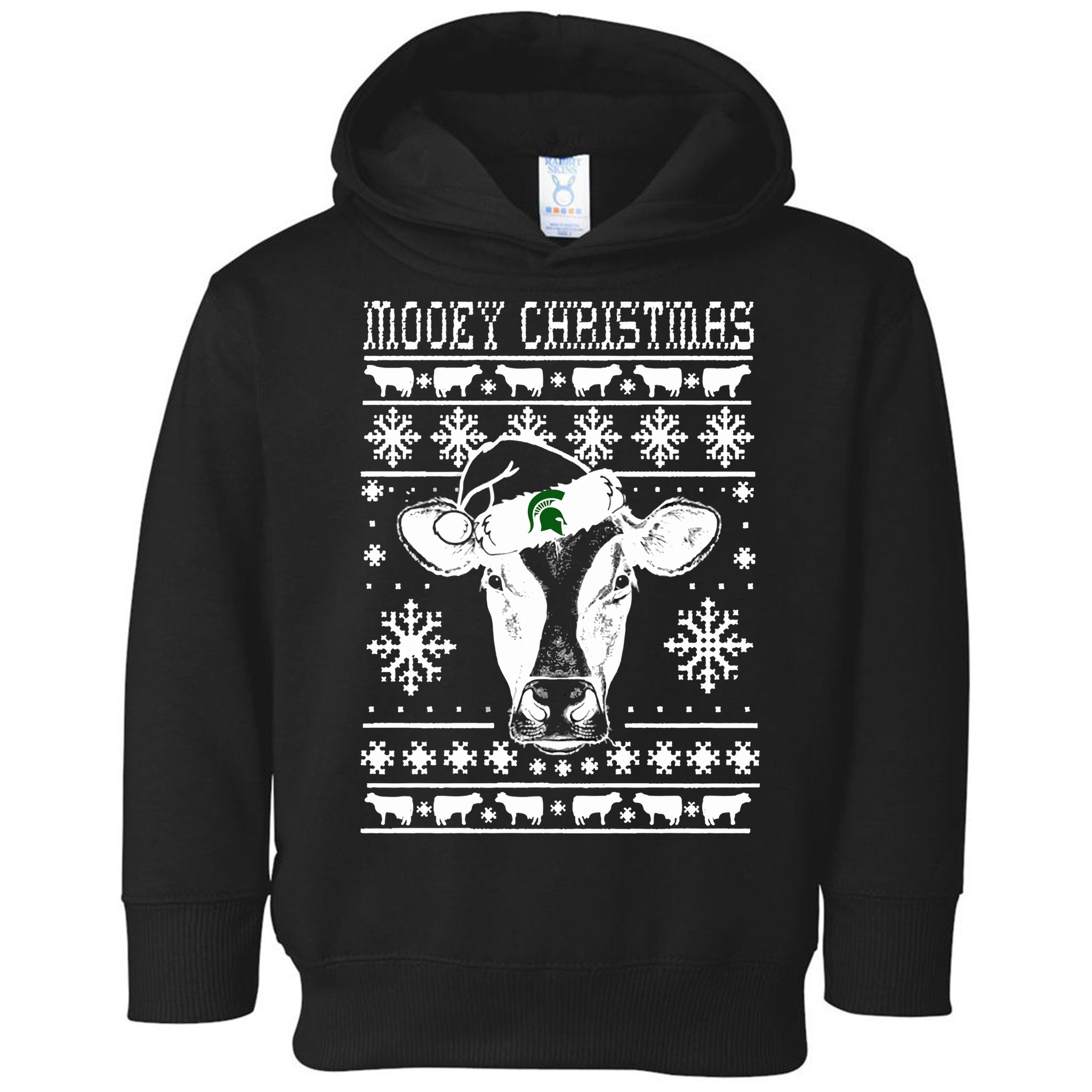 Mooey Christmas Michigan State Farmer Ugle Animals Cow Toddler Hoodie