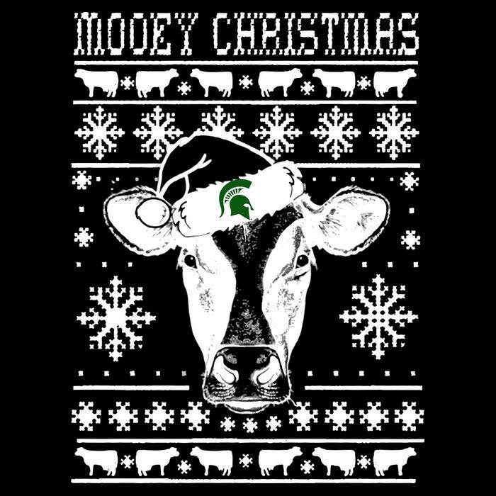Mooey Christmas Michigan State Farmer Ugle Animals Cow Womens T-Shirt