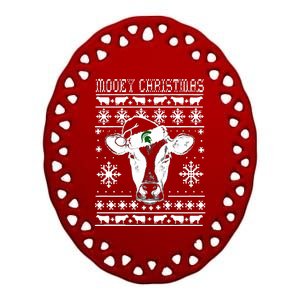 Mooey Christmas Michigan State Farmer Ugle Animals Cow Ceramic Oval Ornament