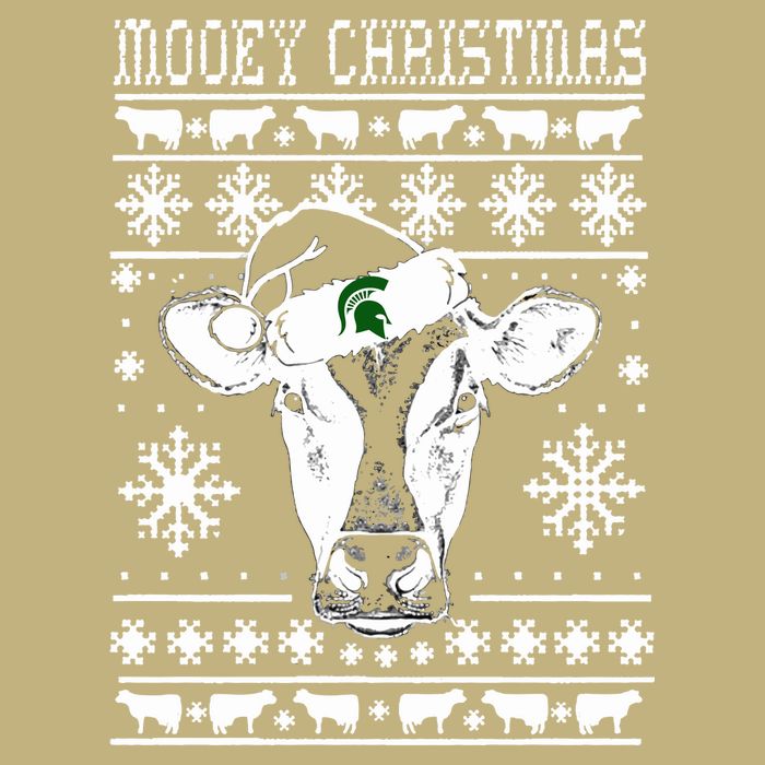 Mooey Christmas Michigan State Farmer Ugle Animals Cow T-Shirt