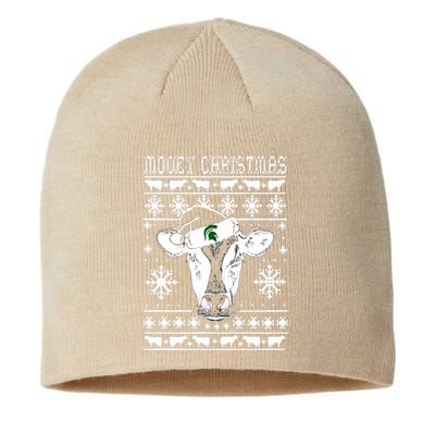 Mooey Christmas Michigan State Farmer Ugle Animals Cow Sustainable Beanie