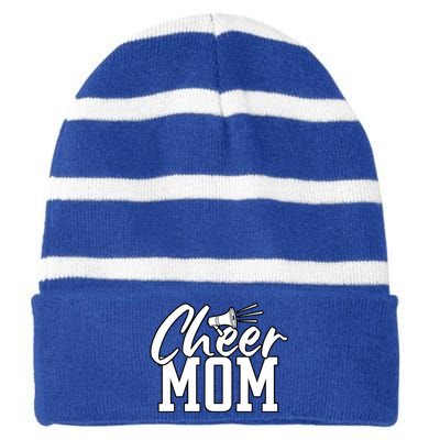 Megaphone Cheer Mom Gift Striped Beanie with Solid Band