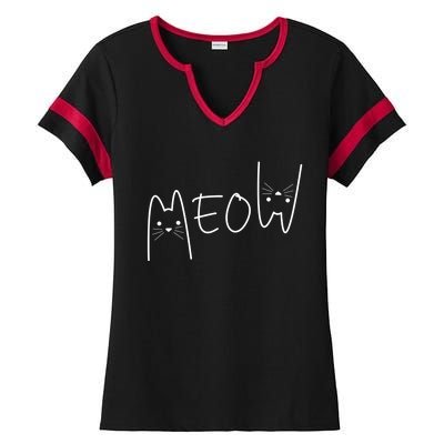 Meow Cagift Meow Kitty Funny Cats Mom And Cat Dad Meaningful Gift Ladies Halftime Notch Neck Tee