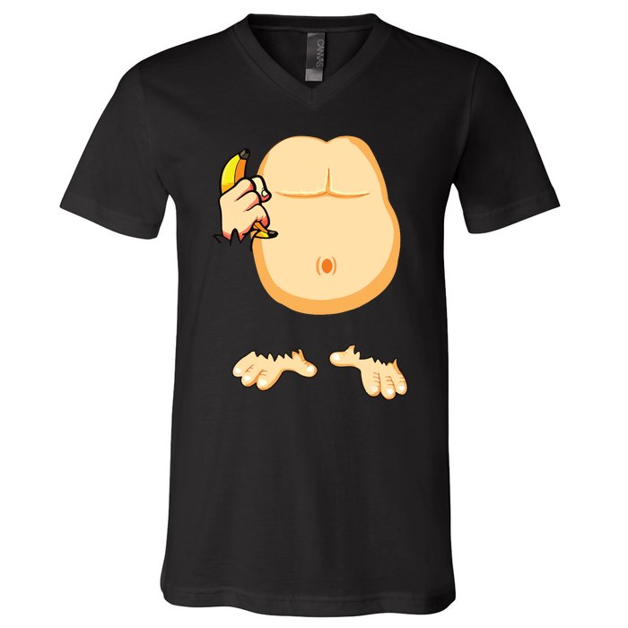 Monkey Costume Monkey Body Headless Halloween Costume V-Neck T-Shirt