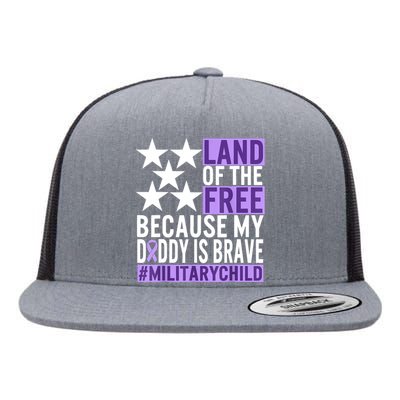 Military Child Month Purple Up Land Of The Free Daddy Brave Flat Bill Trucker Hat