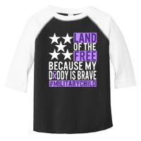 Military Child Month Purple Up Land Of The Free Daddy Brave Toddler Fine Jersey T-Shirt