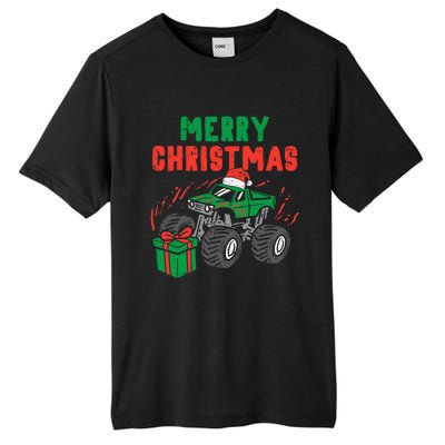 Merry Christmas Monster Truck Boy Xmas Winter Tall Fusion ChromaSoft Performance T-Shirt