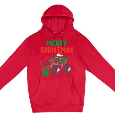 Merry Christmas Monster Truck Boy Xmas Winter Premium Pullover Hoodie