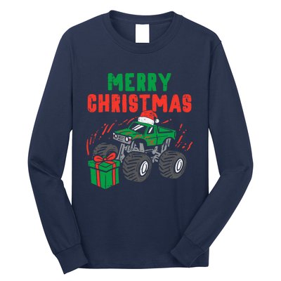 Merry Christmas Monster Truck Boy Xmas Winter Long Sleeve Shirt