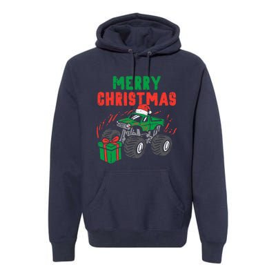 Merry Christmas Monster Truck Boy Xmas Winter Premium Hoodie