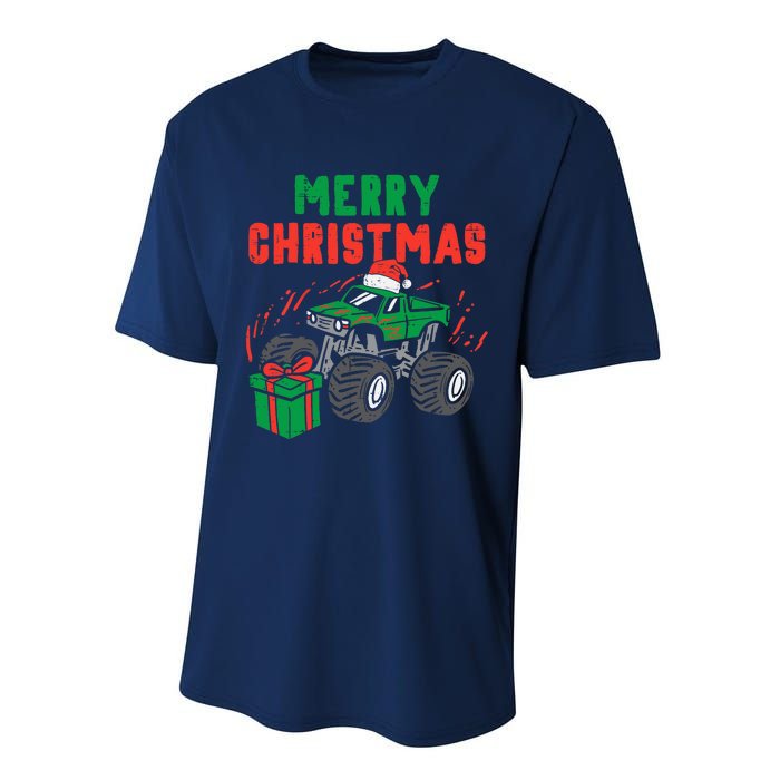 Merry Christmas Monster Truck Boy Xmas Winter Performance Sprint T-Shirt