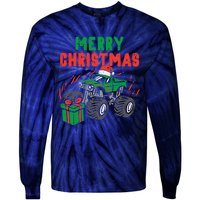 Merry Christmas Monster Truck Boy Xmas Winter Tie-Dye Long Sleeve Shirt