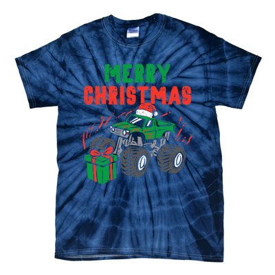 Merry Christmas Monster Truck Boy Xmas Winter Tie-Dye T-Shirt