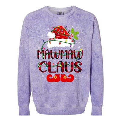 Mawmaw Claus Merry Christmas Buffalo Plaid Santa Hat Xmas Gift Colorblast Crewneck Sweatshirt