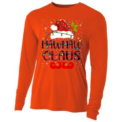 Mawmaw Claus Merry Christmas Buffalo Plaid Santa Hat Xmas Gift Cooling Performance Long Sleeve Crew