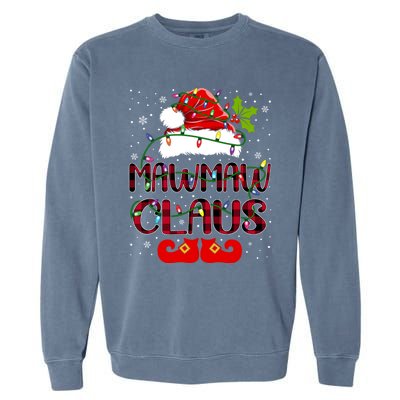 Mawmaw Claus Merry Christmas Buffalo Plaid Santa Hat Xmas Gift Garment-Dyed Sweatshirt