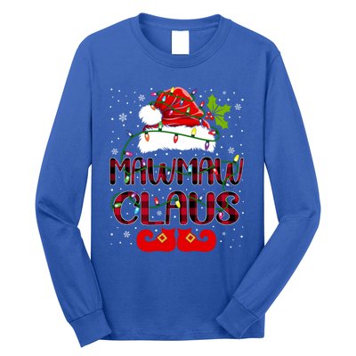 Mawmaw Claus Merry Christmas Buffalo Plaid Santa Hat Xmas Gift Long Sleeve Shirt