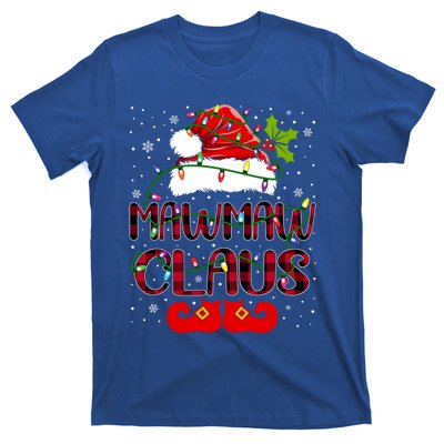 Mawmaw Claus Merry Christmas Buffalo Plaid Santa Hat Xmas Gift T-Shirt