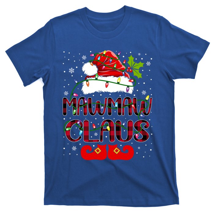 Mawmaw Claus Merry Christmas Buffalo Plaid Santa Hat Xmas Gift T-Shirt