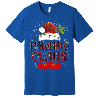 Mawmaw Claus Merry Christmas Buffalo Plaid Santa Hat Xmas Gift Premium T-Shirt