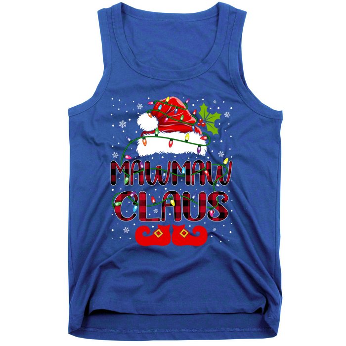 Mawmaw Claus Merry Christmas Buffalo Plaid Santa Hat Xmas Gift Tank Top