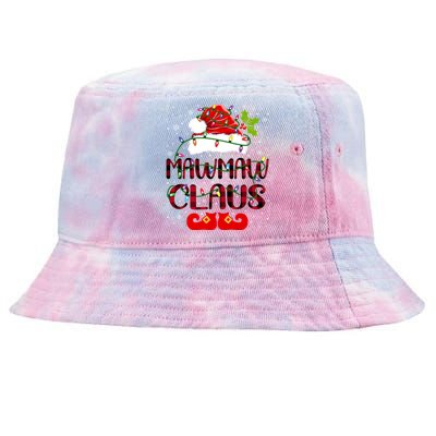 Mawmaw Claus Merry Christmas Buffalo Plaid Santa Hat Xmas Gift Tie-Dyed Bucket Hat