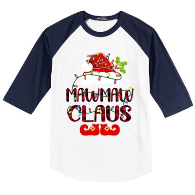 Mawmaw Claus Merry Christmas Buffalo Plaid Santa Hat Xmas Gift Baseball Sleeve Shirt