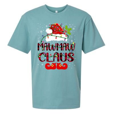 Mawmaw Claus Merry Christmas Buffalo Plaid Santa Hat Xmas Gift Sueded Cloud Jersey T-Shirt