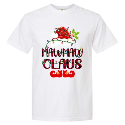 Mawmaw Claus Merry Christmas Buffalo Plaid Santa Hat Xmas Gift Garment-Dyed Heavyweight T-Shirt