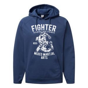 Mma Clothes Mixed Martial Arts Merchandise Distressed Mma Gift Performance Fleece Hoodie