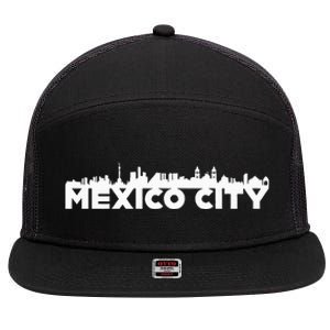 Mexico City Mexico City Skyline Silhouette Outline Sketch 7 Panel Mesh Trucker Snapback Hat