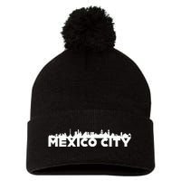 Mexico City Mexico City Skyline Silhouette Outline Sketch Pom Pom 12in Knit Beanie